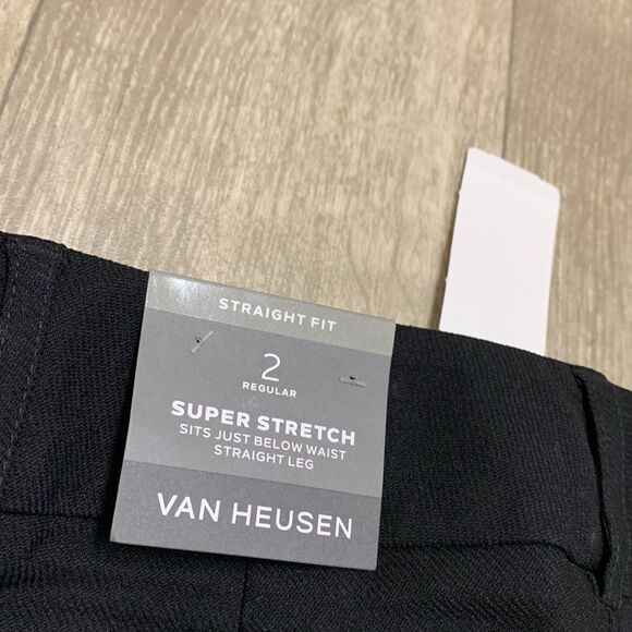 Womens NWT Van Heusen Super Stretch Black Straight Fit Work Career Pants‎ - Picture 8 of 9